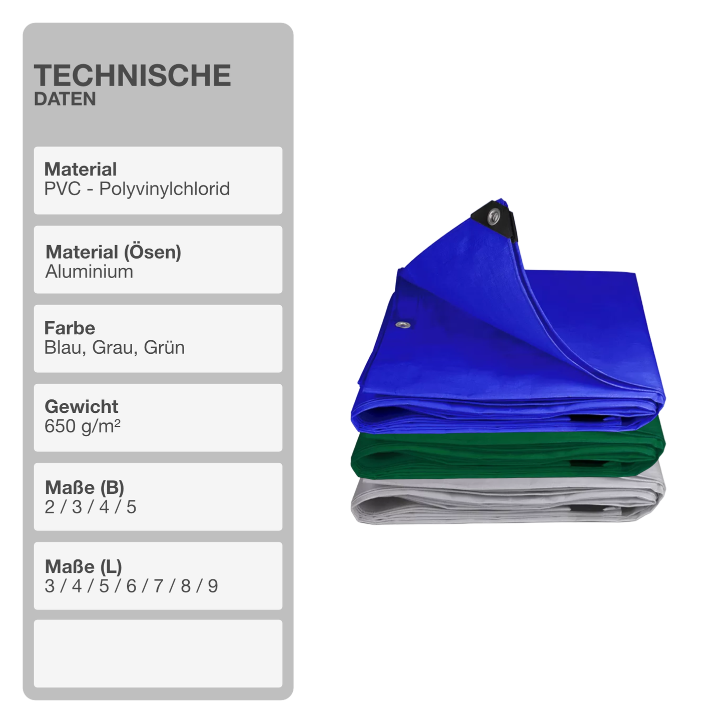 STADO® | Abdeckplane | Polyethylen | Grau | 650 g/m2 | 3x6m | Gewebeplane | Schutz