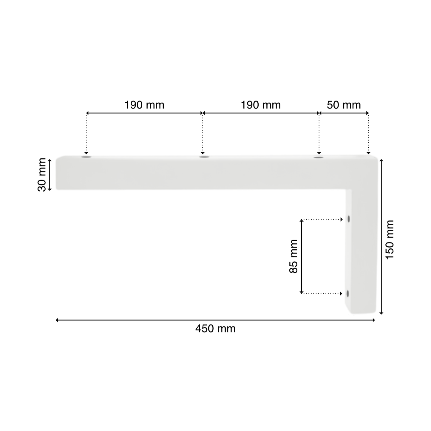 Wandkonsole | 2 Stück | Weiß | 450x150mm | Konsolenträger | Wandhalterung | L-Form