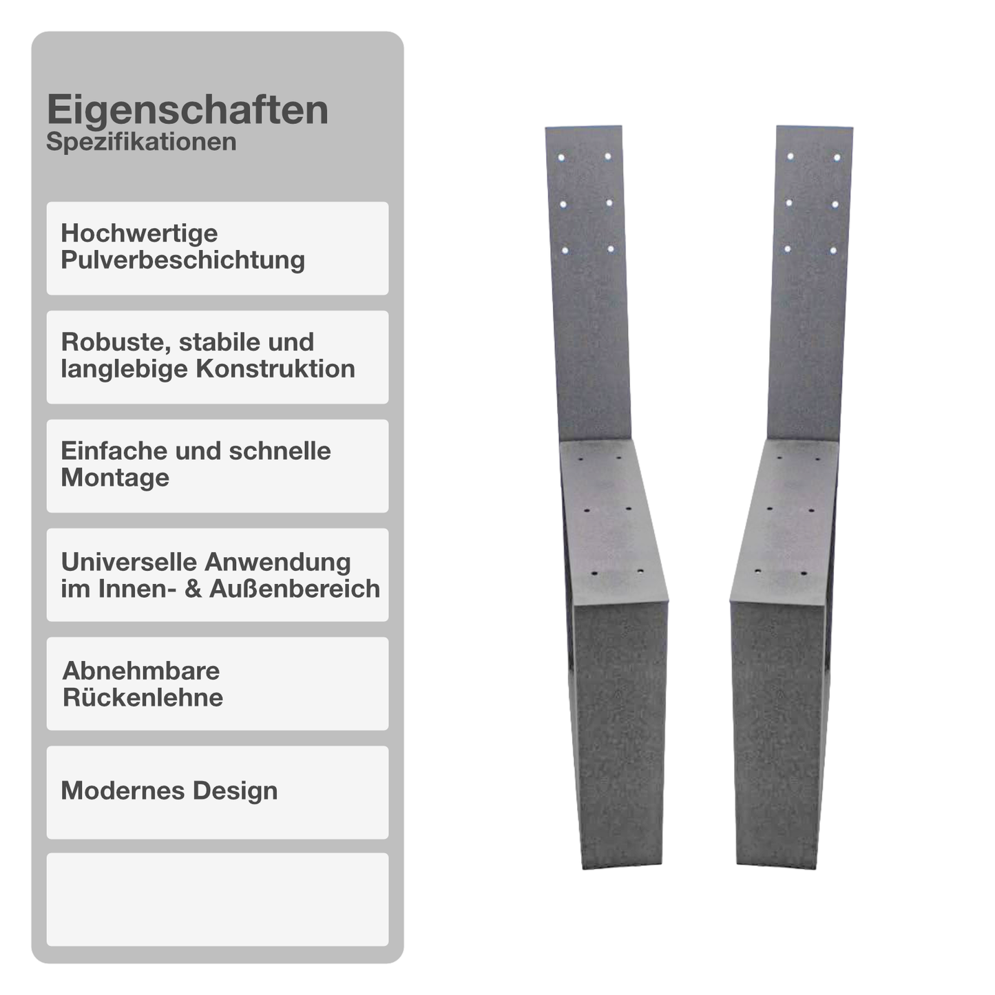 Bankgestell | Abnehmbare Rückenlehne | Stahl | Anthrazit | 40x78,5cm | Kufen