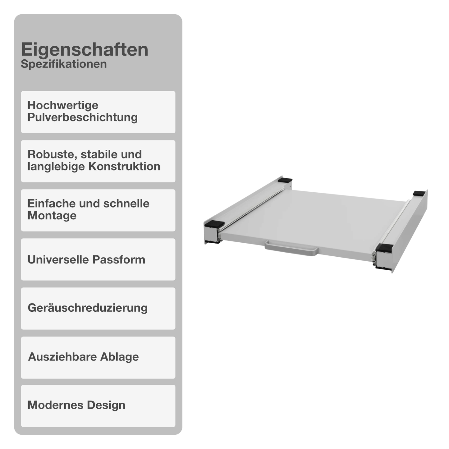 Zwischenbaurahmen | Ausziehbare Ablage | Weiß