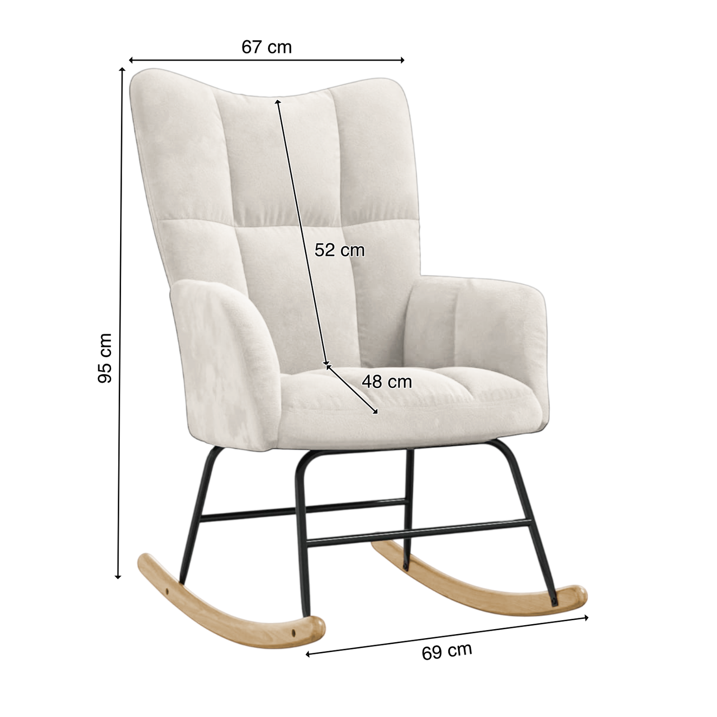 Schaukelstuhl mit Armlehne | Polyester | Frottee-Optik | Beige