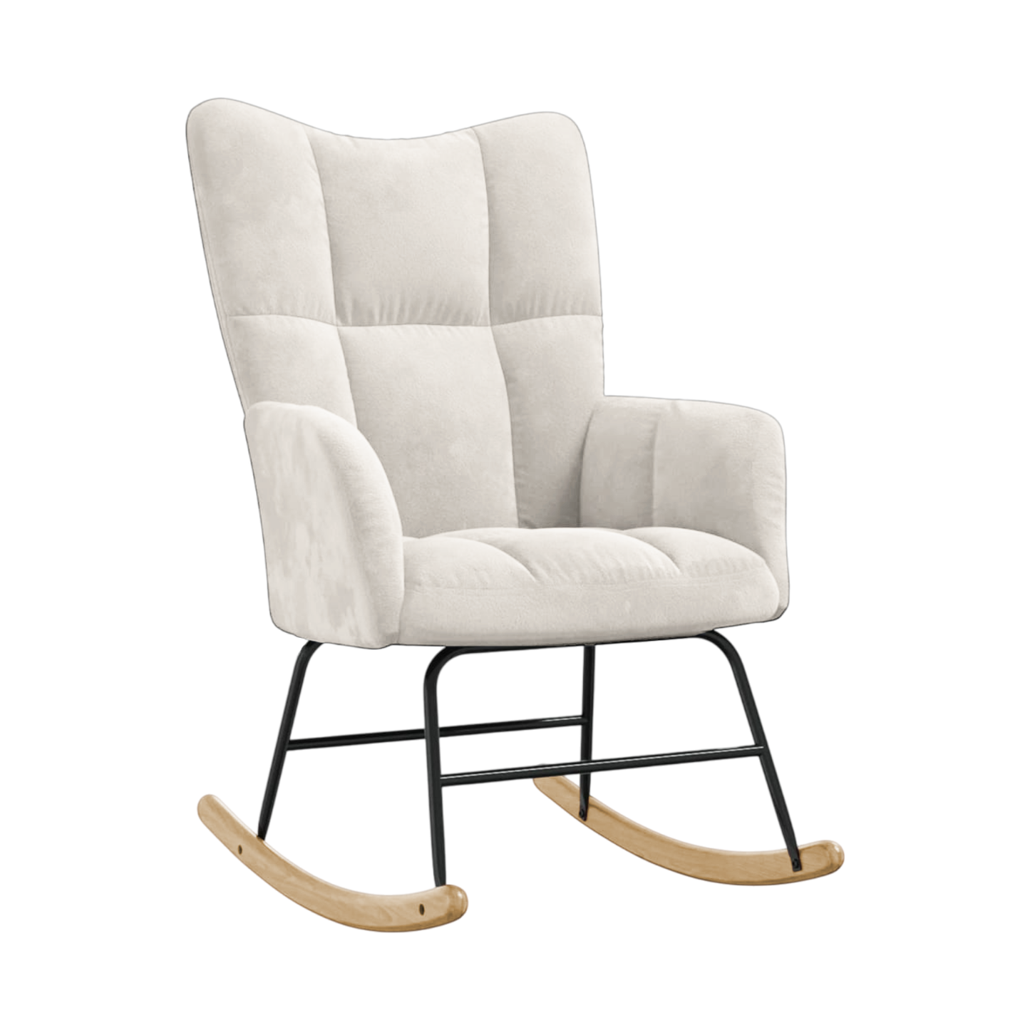 Schaukelstuhl mit Armlehne | Polyester | Frottee-Optik | Beige