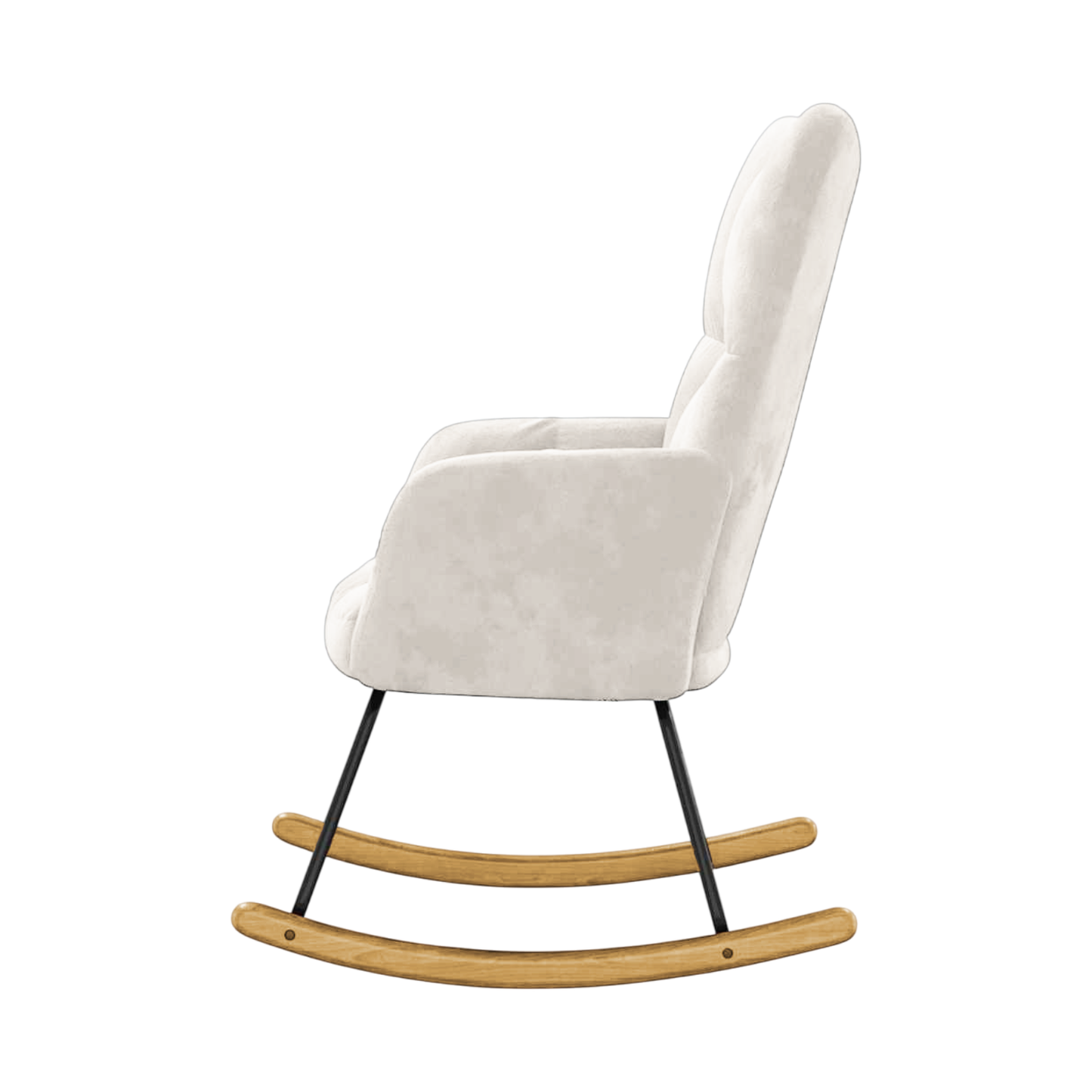Schaukelstuhl mit Armlehne | Polyester | Frottee-Optik | Beige