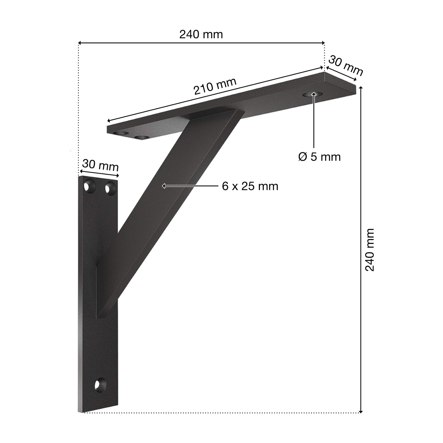 Wandkonsole | 2 Stück | Aluminium | Schwarz | 240x240mm | Halterung | Regal