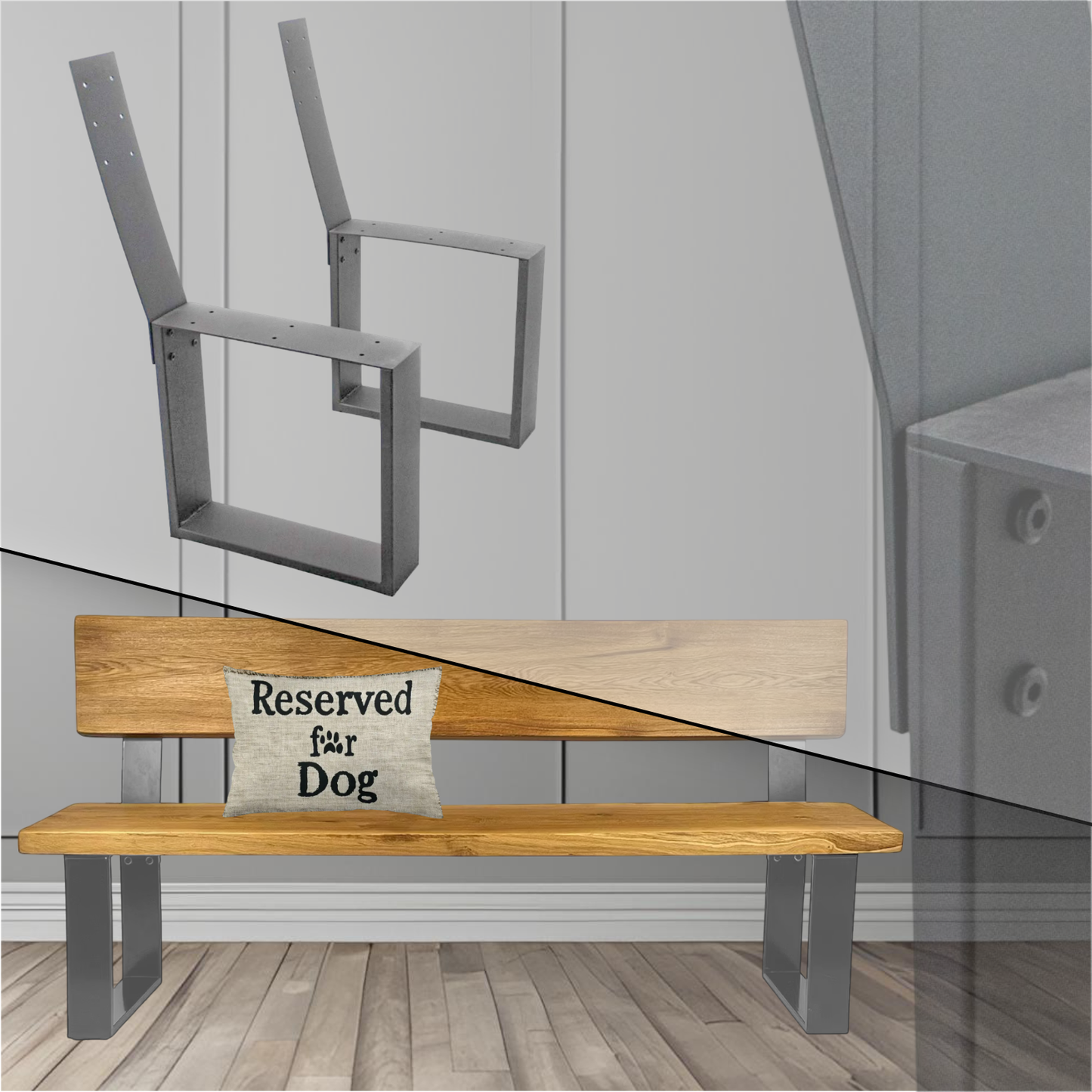 Bankgestell | Abnehmbare Rückenlehne | Stahl | Anthrazit | 40x78,5cm | Kufen