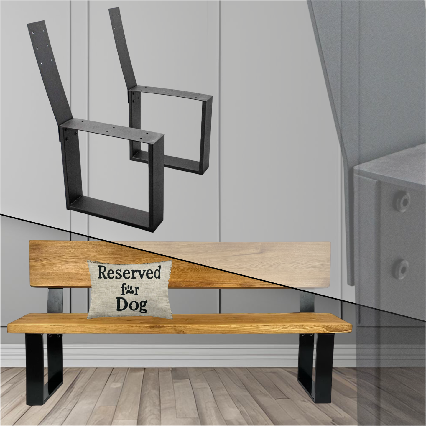 Bankgestell | Abnehmbare Rückenlehne | Stahl | Schwarz | 40x78,5cm | Kufen