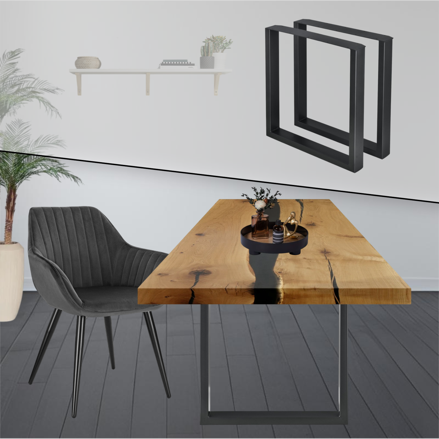 Tischgestell | 2 Stück | Schwarz | 90x72cm | Tischbeine | Untergestell