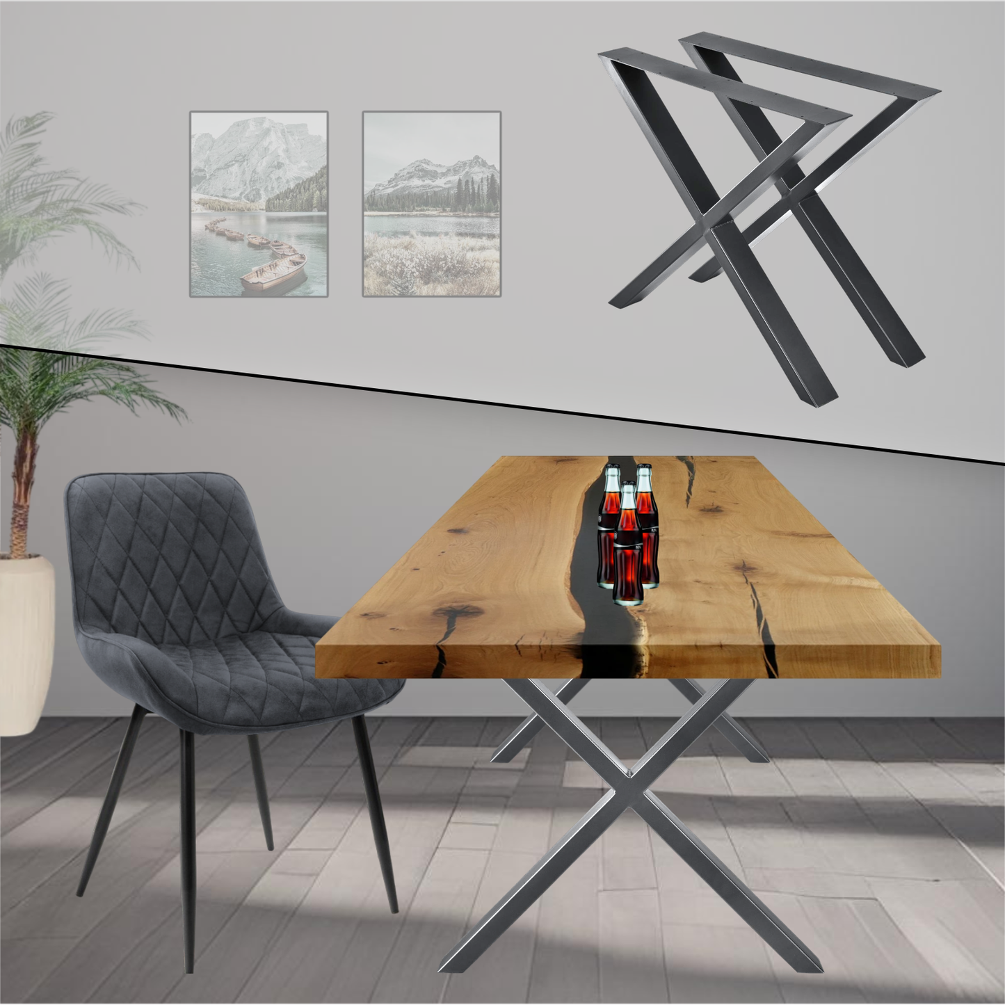 Tischgestell | Anthrazit | X-Design | 60x72cm | X-Design | Kreuzgestell