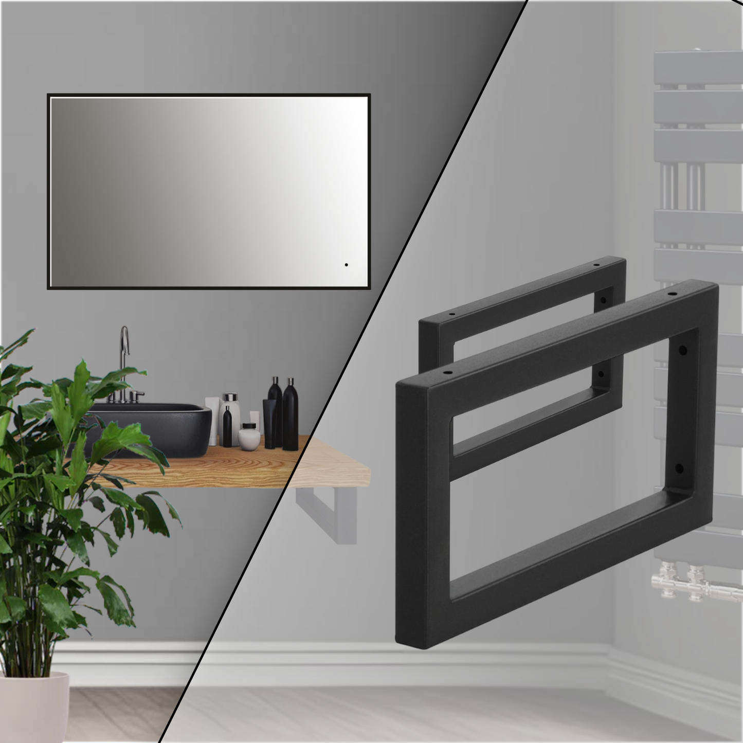Wandkonsole | 2 Stück | Schwarz | 300x150x30mm | Konsolenträger | Wandhalterung | Rechteckig