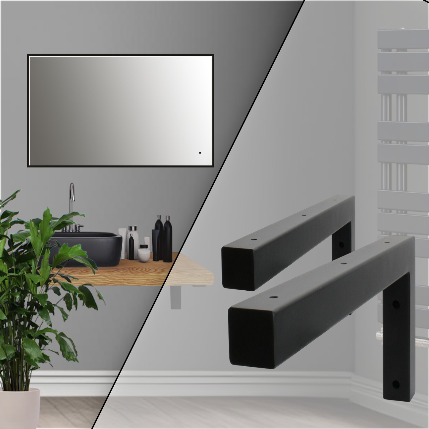 Wandkonsole | 2 Stück | Schwarz | 450x150mm | Konsolenträger | Wandhalterung