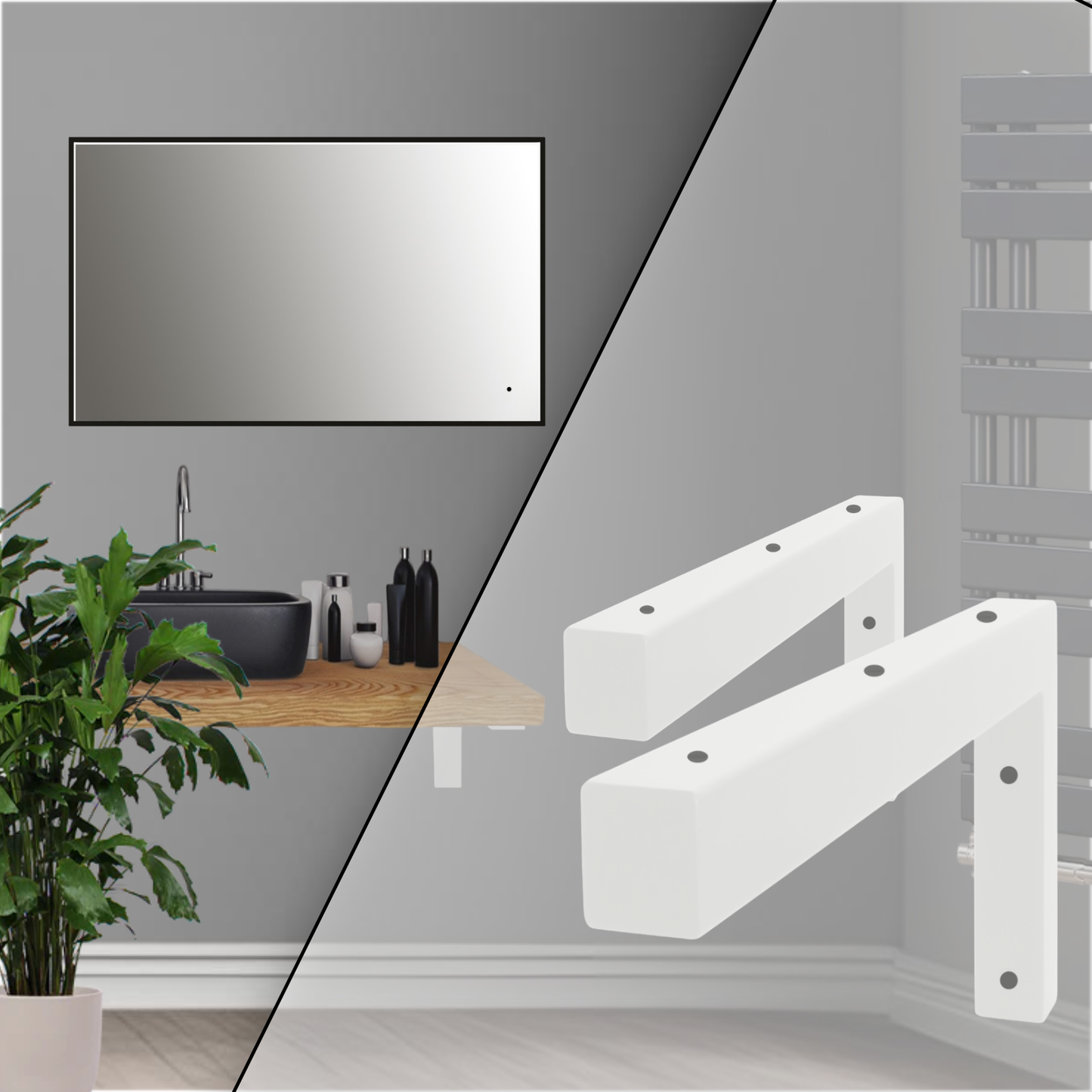 Wandkonsole | 2 Stück | Weiß | 450x150mm | Konsolenträger | Wandhalterung | L-Form