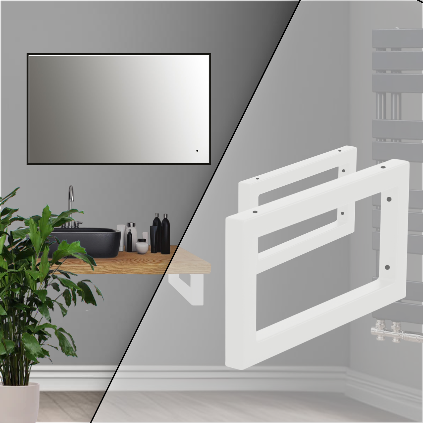 Wandkonsole | 2 Stück | Weiß | 500x150mm | Konsolenträger | Wandhalterung | Rechteckig