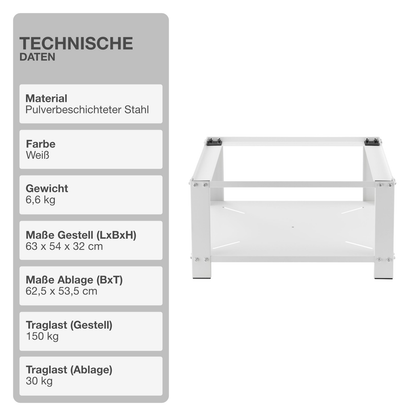 Untergestell für Waschmaschine | Stauraum | Weiß | Ablagefach | Trockner