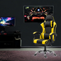 Gaming-Stuhl | Kunstleder | Gelb | 62x62cm | Rollen | Sessel | Fußablage