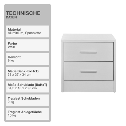 Nachtschrank | Holz | Weiß | 38x37x34cm | Nachttisch | Kommode | Konsole