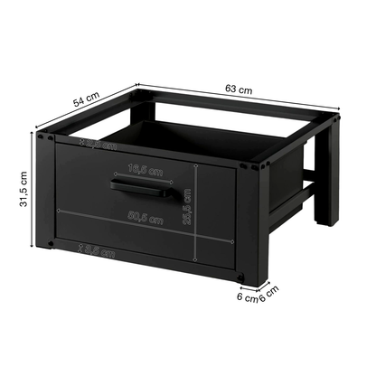 STADO® | Untergestell für Waschmaschine | Ausziehbar | Schwarz | Schublade | Trockner