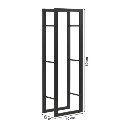 Kaminholzregal | Stahl | Schwarz | 40x150x25cm | Feuerholzregal | Brennholz