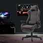 Gaming-Stuhl | Stoff | Grau-Rot | 72x72cm | Rollen | Sessel | Fußablage