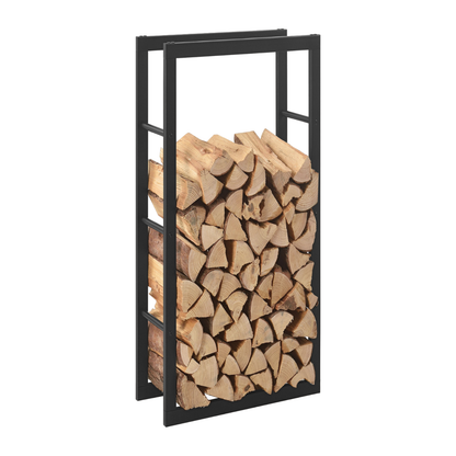 STADO® | Kaminholzregal | Stahl | Schwarz | 60x150x25cm | Feuerholzregal | Brennholz
