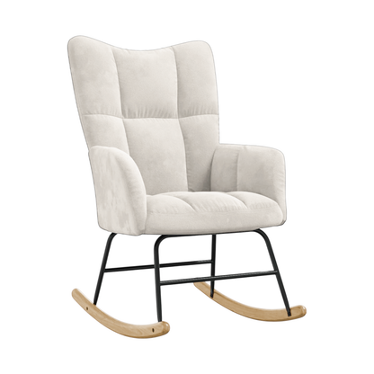 Schaukelstuhl mit Armlehne | Polyester | Frottee-Optik | Beige