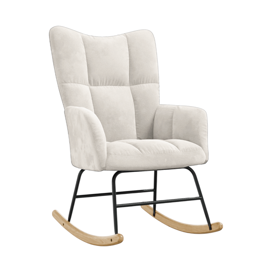 Schaukelstuhl mit Armlehne | Polyester | Frottee-Optik | Beige