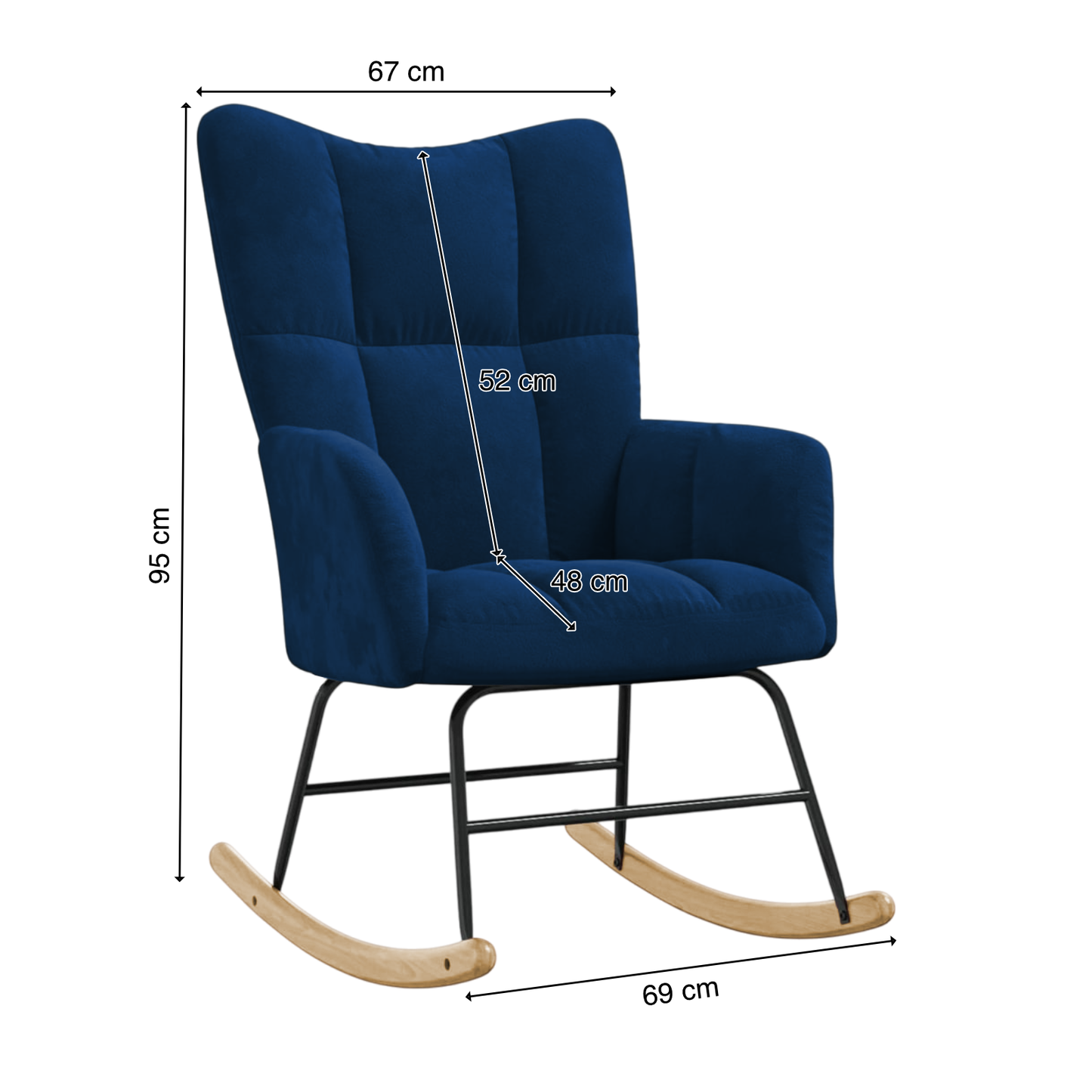 Schaukelstuhl mit Armlehne | Polyester | Frottee-Optik | Dunkelblau