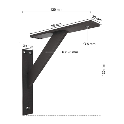 Wandkonsole | 2 Stück | Aluminium | Schwarz | 120x120mm | Halterung | Regal