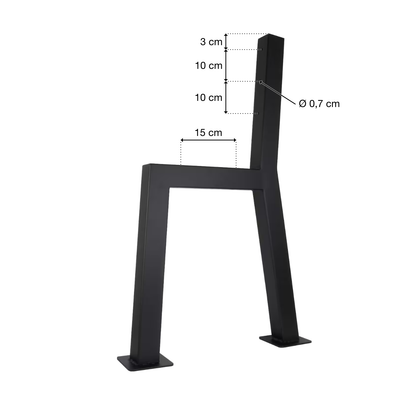 Bankgestell | Rückenlehne | Schwarz | Stahl | 47x77,5cm | 2 Stück | Sitzbank