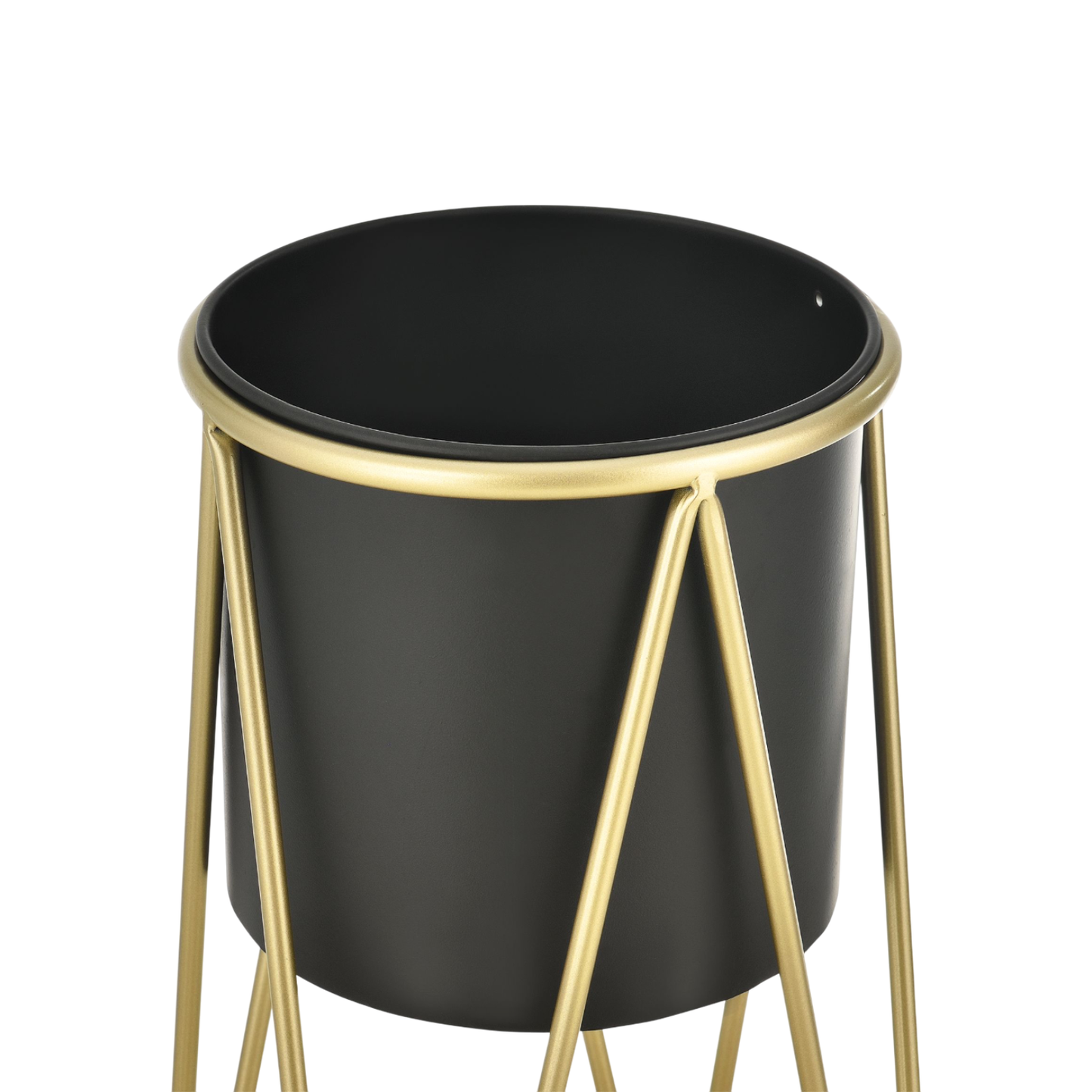 Blumenständer mit Übertopf | Stahl | Schwarz-Gold | Set mit 2 Höhen