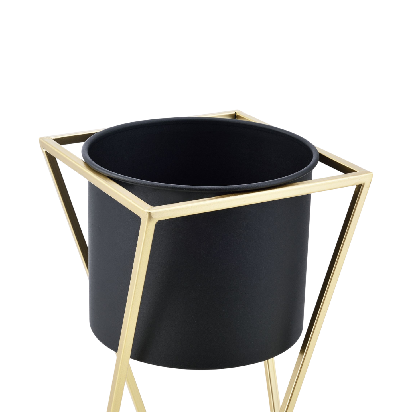 Blumenständer mit Übertopf | Stahl | Schwarz-Gold | Set mit 2 Höhen