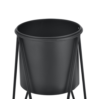 Blumenständer mit Übertopf | Stahl | Schwarz | Set mit 2 Höhen