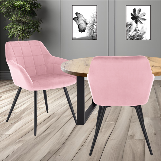 Wohn- und Esszimmerstuhl | 2 Stück | Mikrofaser | Samt | Rosa | Sessel