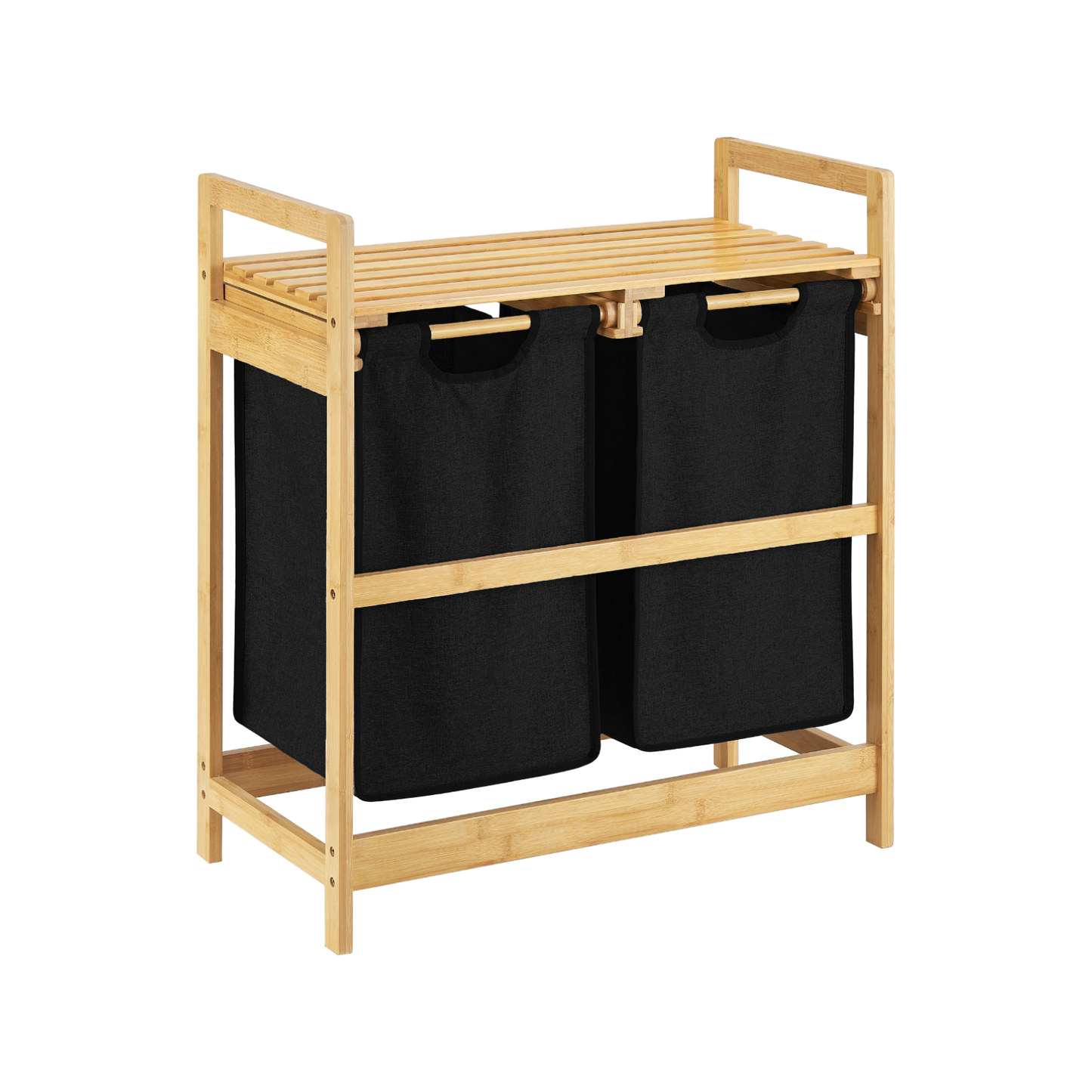 Wäschekorb | Bambus | Schwarz | 2x30L | Wäschesammler | Wäschesortierer
