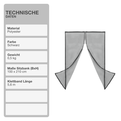 Fliegengitter | Polyester | 100x210cm | Magnetverschluss | Klebemontage