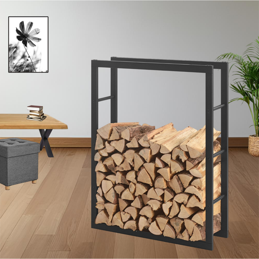 Kaminholzregal | Stahl | Schwarz | 80x100x25cm | Feuerholzregal | Brennholz