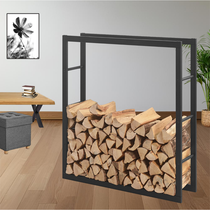 Kaminholzregal | Stahl | Schwarz | 100x150x25cm | Feuerholzregal | Brennholz