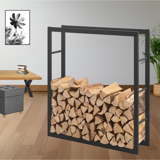 Kaminholzregal | Stahl | Schwarz | 100x150x25cm | Feuerholzregal | Brennholz