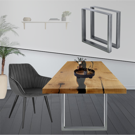 Tischgestell | 2 Stück | Hellgrau | 60x72cm | Tischbeine | Untergestell