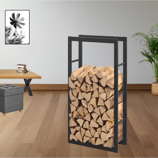 Kaminholzregal | Stahl | Schwarz | 60x100x25cm | Feuerholzregal | Brennholz
